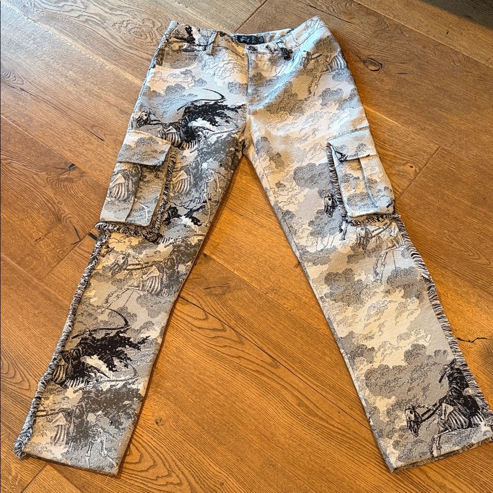 Rebel Vengeance men’s tapestry skeleton horse  Camouflage Cargo‎ Pants 30